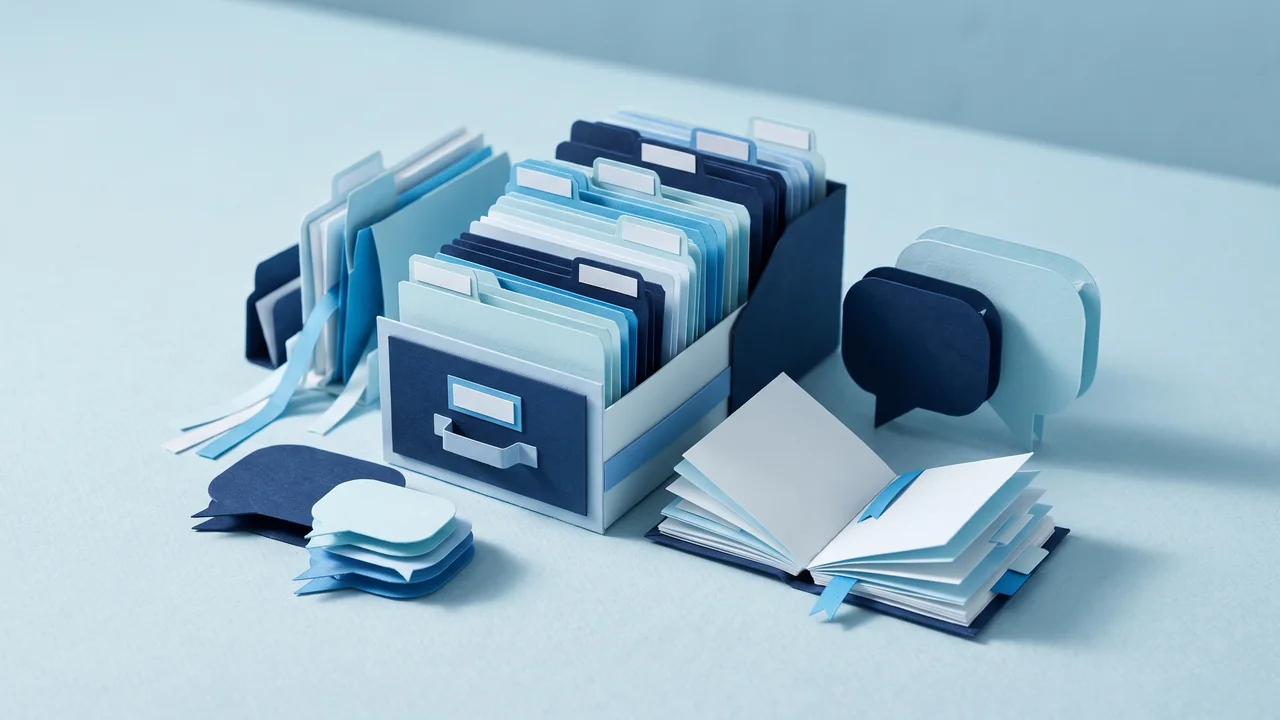 Organised knowledge cards and paper question shapes